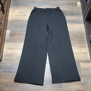 Lhll black wide leg pull on pants heavy weight with pockets cotton